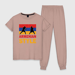 Пижама хлопковая женская Армянский стиль, цвет: пыльно-розовый