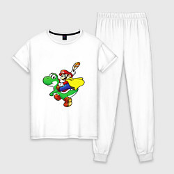 Пижама хлопковая женская Yoshi&Mario, цвет: белый