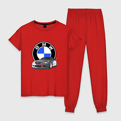 Пижама хлопковая женская БМВ Е92 BMW E92, цвет: красный