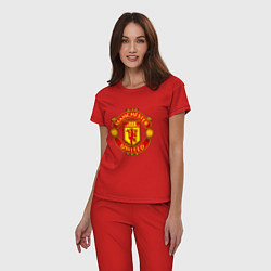 Пижама хлопковая женская Манчестер Юнайтед логотип, цвет: красный — фото 2