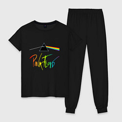 Пижама хлопковая женская PINK FLOYD COLOR LOGO, цвет: черный