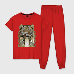 Пижама хлопковая женская Бог славянский, цвет: красный