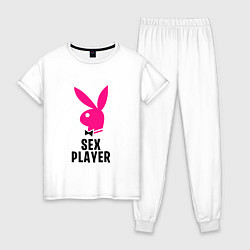 Пижама хлопковая женская СЕКС ИГРОК PLAYBOY, цвет: белый