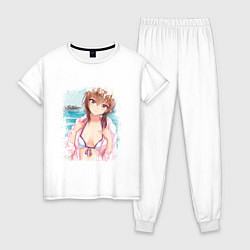 Пижама хлопковая женская Чиса Необъятный океан, цвет: белый
