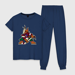 Пижама хлопковая женская Аризона Койотис логотип, цвет: тёмно-синий