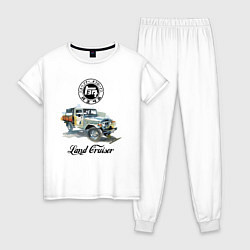 Пижама хлопковая женская Грузовик Тойота ретро, цвет: белый