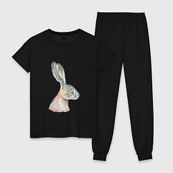 Пижама хлопковая женская А 022 Заяц, цвет: черный