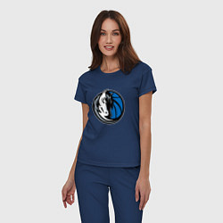 Пижама хлопковая женская Даллас Маверикс логотип, цвет: тёмно-синий — фото 2