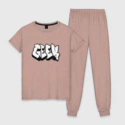 Пижама хлопковая женская Geek graffiti, цвет: пыльно-розовый