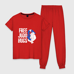 Пижама хлопковая женская Judo Hugs, цвет: красный