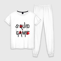 Пижама хлопковая женская Blood Squid Game, цвет: белый