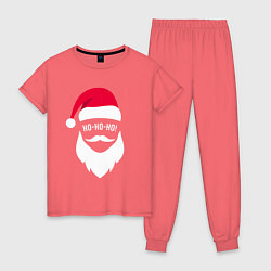 Пижама хлопковая женская Санта ХО-ХО-ХО арт, цвет: коралловый