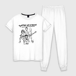 Пижама хлопковая женская Арт на группу System of a Down, цвет: белый