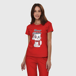 Пижама хлопковая женская Christmas Cat, цвет: красный — фото 2