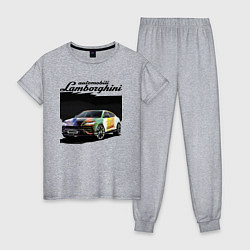 Пижама хлопковая женская Lamborghini Urus - это очень круто!, цвет: меланж