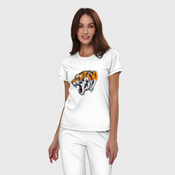Пижама хлопковая женская Голова разъяренного тигра, цвет: белый — фото 2