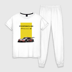 Пижама хлопковая женская Porsche Carrera 4S Motorsport, цвет: белый