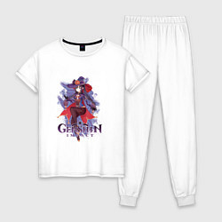 Пижама хлопковая женская Мона Mona Genshin Impact, цвет: белый