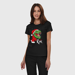 Пижама хлопковая женская T-rex Merry Roar, цвет: черный — фото 2