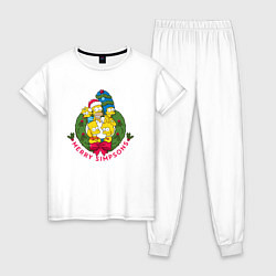 Пижама хлопковая женская Merry Simpsons, цвет: белый