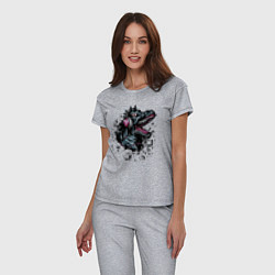 Пижама хлопковая женская Динозавр меломан!, цвет: меланж — фото 2