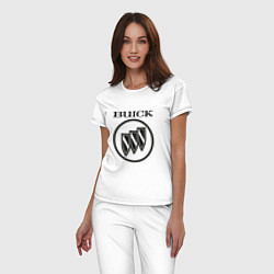 Пижама хлопковая женская Buick Black and White Logo, цвет: белый — фото 2