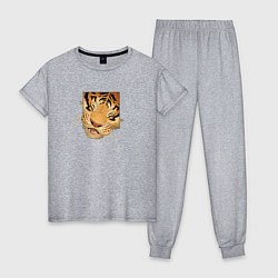 Пижама хлопковая женская Моська Тигрёнка, цвет: меланж