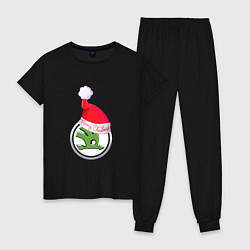 Пижама хлопковая женская Skoda Merry Christmas, цвет: черный