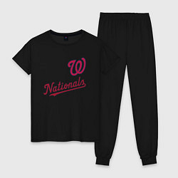 Пижама хлопковая женская Washington Nationals - baseball team!, цвет: черный