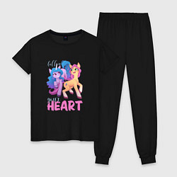 Пижама хлопковая женская My Little Pony Follow your heart, цвет: черный
