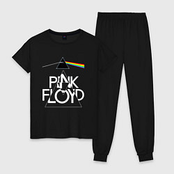 Пижама хлопковая женская PINK FLOYD LOGO ПИНК ФЛОЙД, цвет: черный