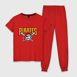 Пижама хлопковая женская Pittsburgh Pirates - baseball team, цвет: красный