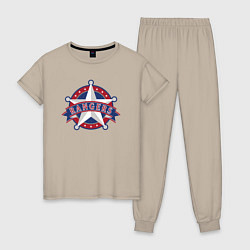 Пижама хлопковая женская Texas Rangers -baseball team, цвет: миндальный