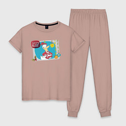 Пижама хлопковая женская Donald Duck Holiday, цвет: пыльно-розовый