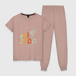 Пижама хлопковая женская Judo Warriors, цвет: пыльно-розовый