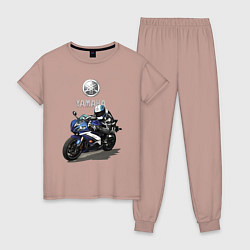 Пижама хлопковая женская YAMAHA - legendary racing team!, цвет: пыльно-розовый