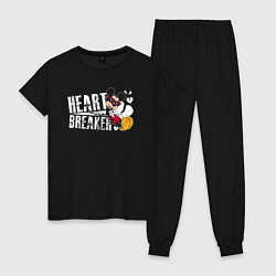 Пижама хлопковая женская Mickey heart Breaker, цвет: черный
