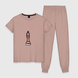 Пижама хлопковая женская Шахматный король граффити, цвет: пыльно-розовый