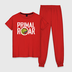 Пижама хлопковая женская PRIMAL ROAR logo, цвет: красный