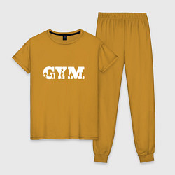 Пижама хлопковая женская GYM- образ жизни, цвет: горчичный