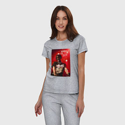 Пижама хлопковая женская PLAYBOI CARTI WLR, цвет: меланж — фото 2