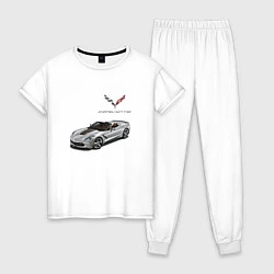 Пижама хлопковая женская Chevrolet Corvette - Racing team, цвет: белый