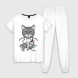 Пижама хлопковая женская Крестный Котец, цвет: белый