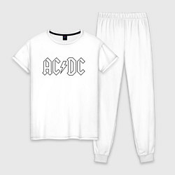 Пижама хлопковая женская ACDC Logo Молния, цвет: белый