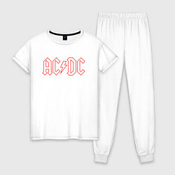 Пижама хлопковая женская ACDC - Logo, цвет: белый
