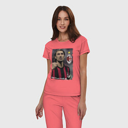 Пижама хлопковая женская Paolo Cesare Maldini - Milan, captain, цвет: коралловый — фото 2