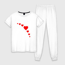 Пижама хлопковая женская Сердечки для любви, цвет: белый