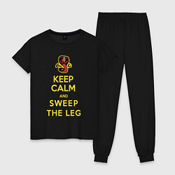 Пижама хлопковая женская Cobra Kai - Keep calm and sweep the leg, цвет: черный