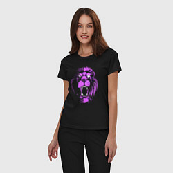 Пижама хлопковая женская Neon vanguard lion, цвет: черный — фото 2