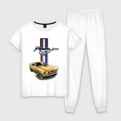 Пижама хлопковая женская Mustang motorsport, цвет: белый